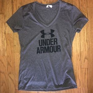 XS Gray Under Armour V-Neck T-Shirt